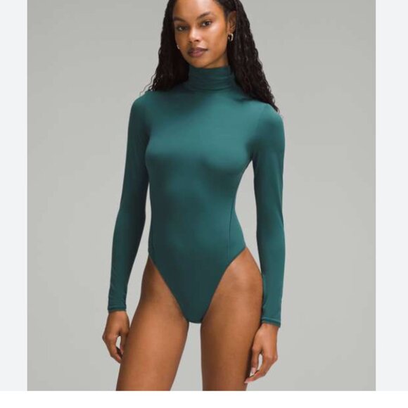 Lululemon Wundermost Ultra-Soft Nulu Turtleneck Bodysuit Blue Long Sleeve XL - Picture 1 of 8